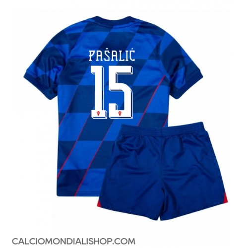 Maglie da calcio Croazia Mario Pasalic #15 Seconda Maglia Bambino Europei 2024 Manica Corta (+ Pantaloni corti)